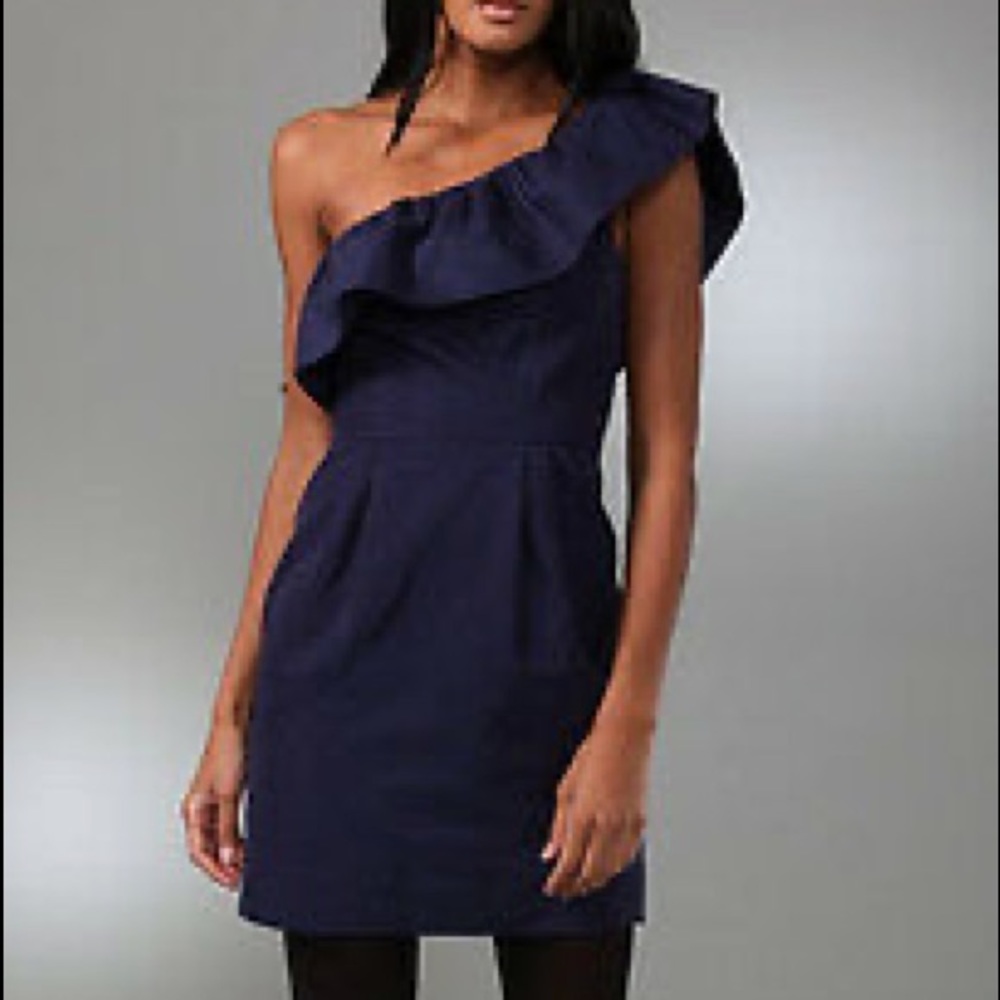 Rebecca Taylor One Shoulder Ruffle Party Dress